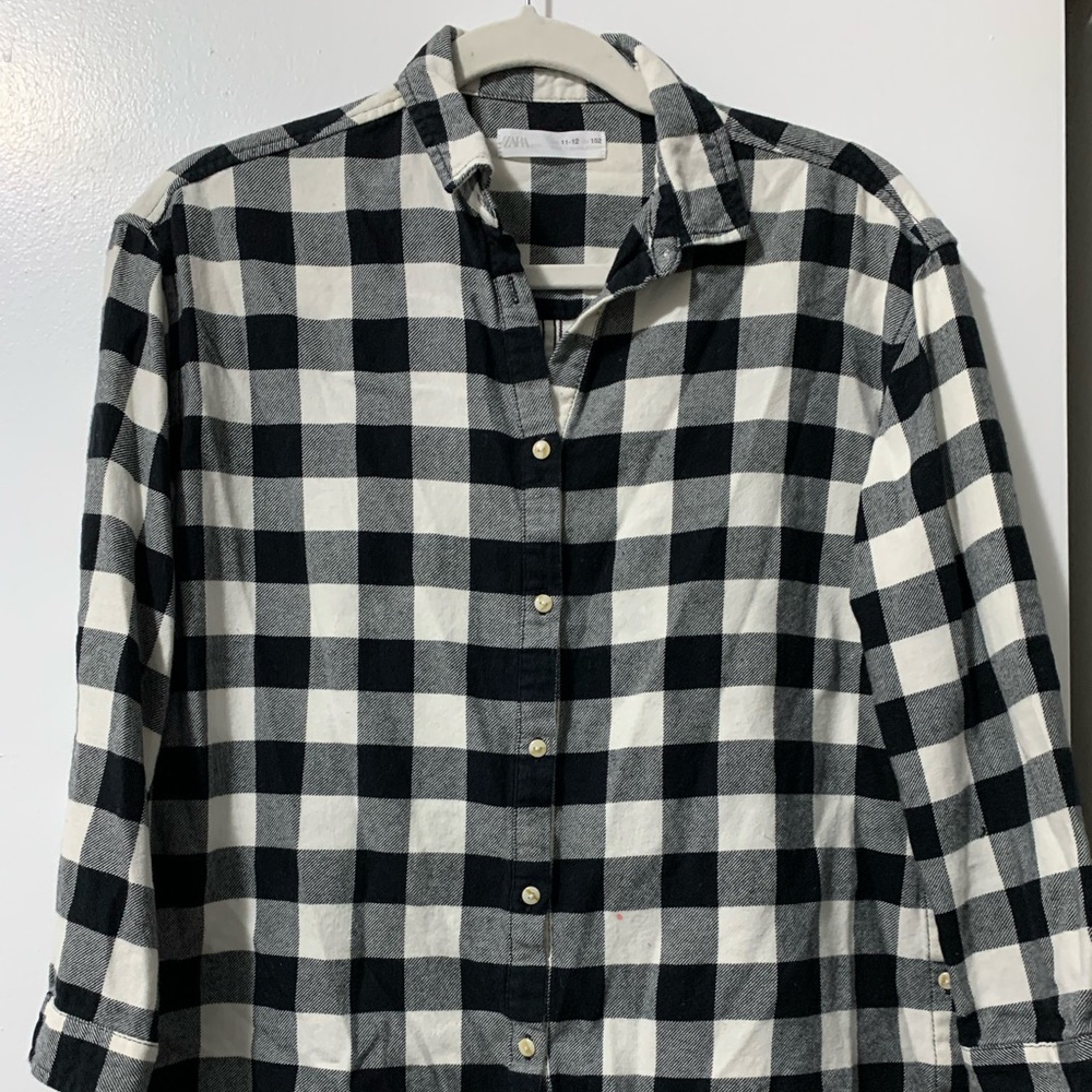 Zara black & white button up shirt